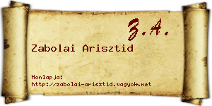 Zabolai Arisztid névjegykártya